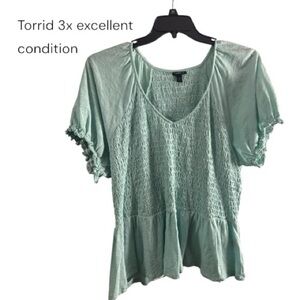 Torrid Mint Green Smocked Blouse